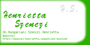 henrietta szenczi business card